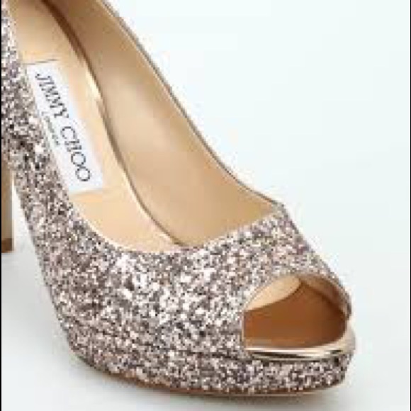Jimmy Choo Luna Gold Glitter Pumps - Picture 7 of 13